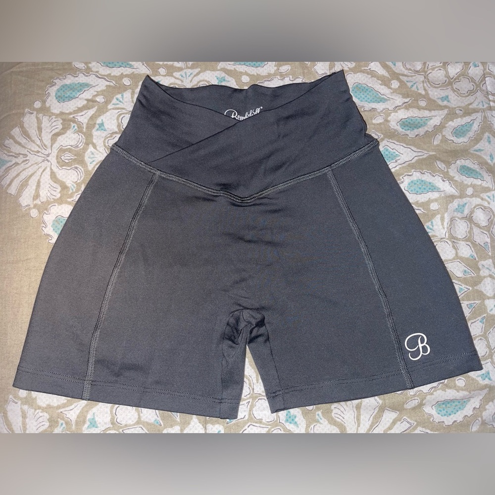 Bombshell Sportswear Tiny Waist Shorts in Steel Gray